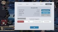 Tap the Enter Coupon button below Manage Account to open the code redemption window. (Image via Smilegate Holdings)